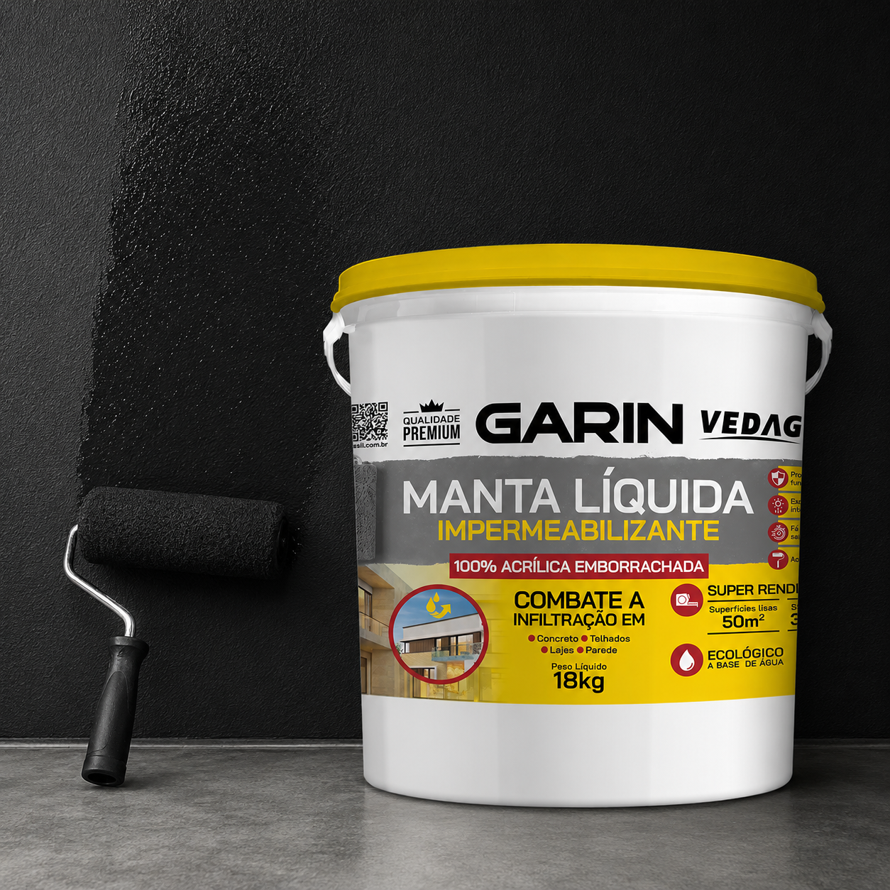 Garin - Borracha Líquida Impermeabilizante Flexível – Proteção Contra Infiltrações para Telhados, Lajes e Paredes