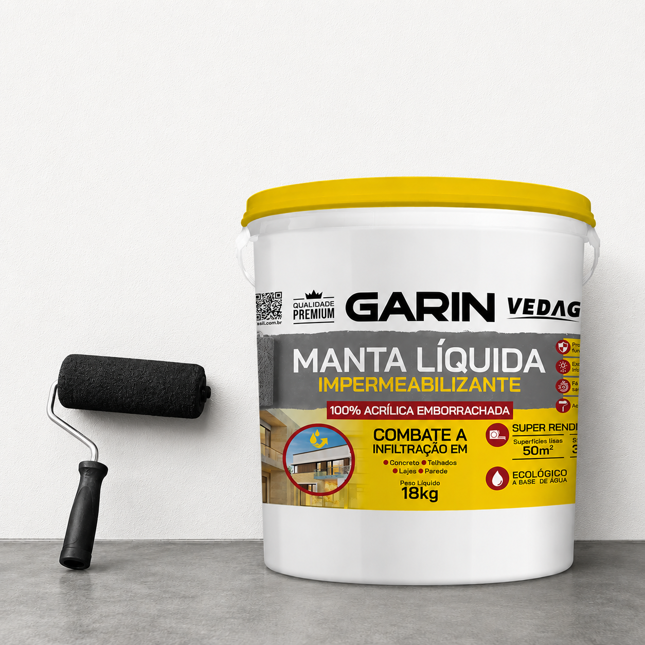 Garin - Borracha Líquida Impermeabilizante Flexível – Proteção Contra Infiltrações para Telhados, Lajes e Paredes