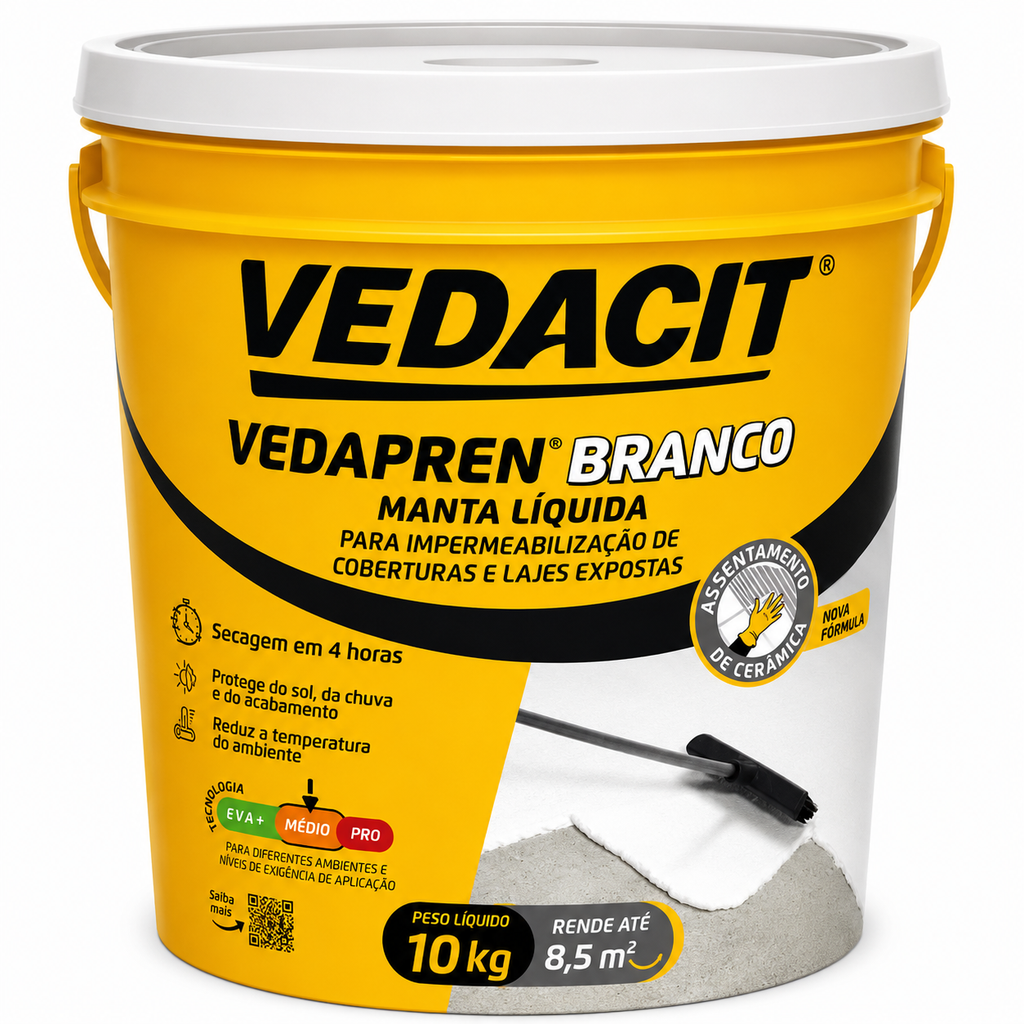 Vedacit - Borracha Líquida Impermeabilizante Flexível – Proteção Contra Infiltrações para Telhados, Lajes e Paredes
