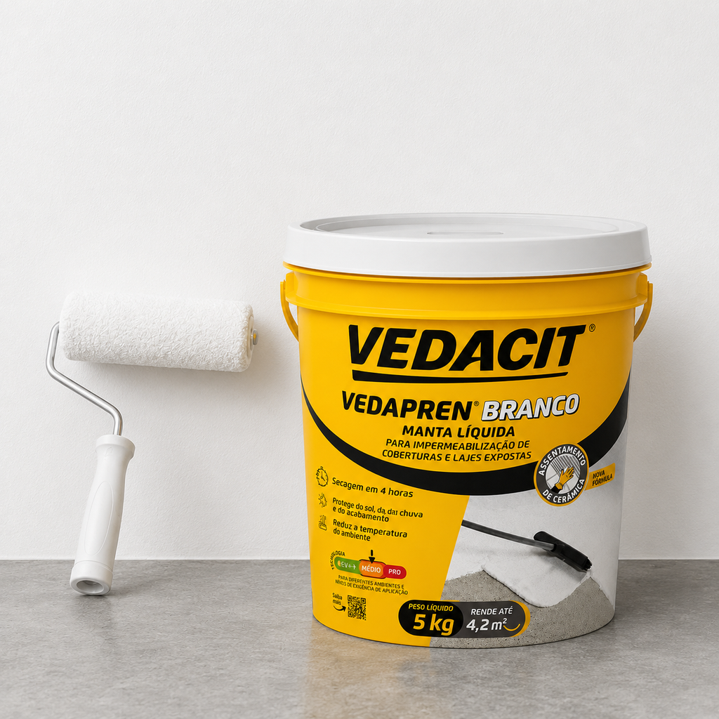 Vedacit - Borracha Líquida Impermeabilizante Flexível – Proteção Contra Infiltrações para Telhados, Lajes e Paredes