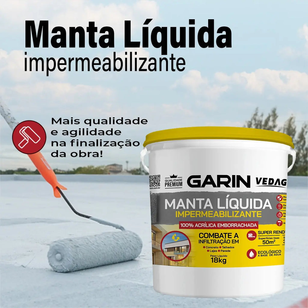 Garin - Borracha Líquida Impermeabilizante Flexível – Proteção Contra Infiltrações para Telhados, Lajes e Paredes