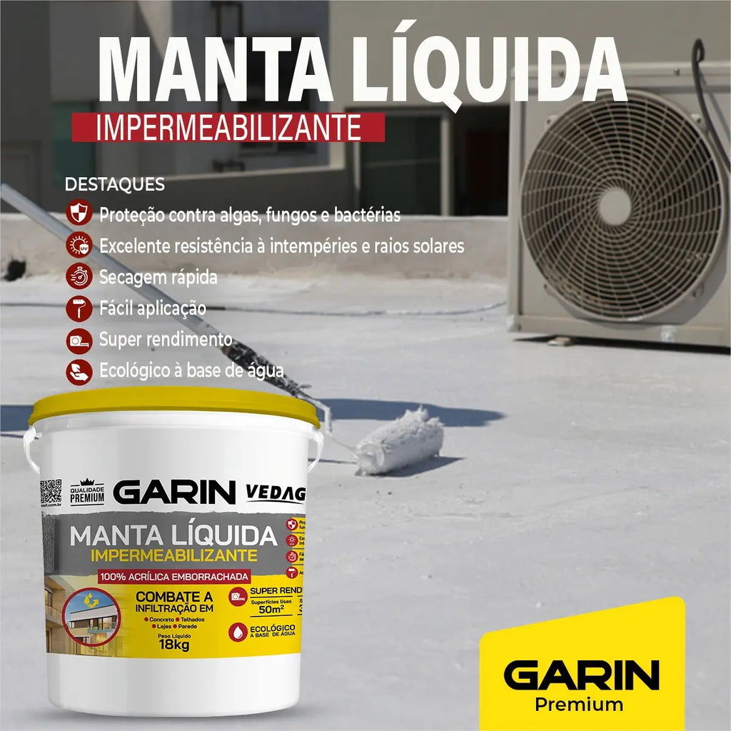 Garin - Borracha Líquida Impermeabilizante Flexível – Proteção Contra Infiltrações para Telhados, Lajes e Paredes