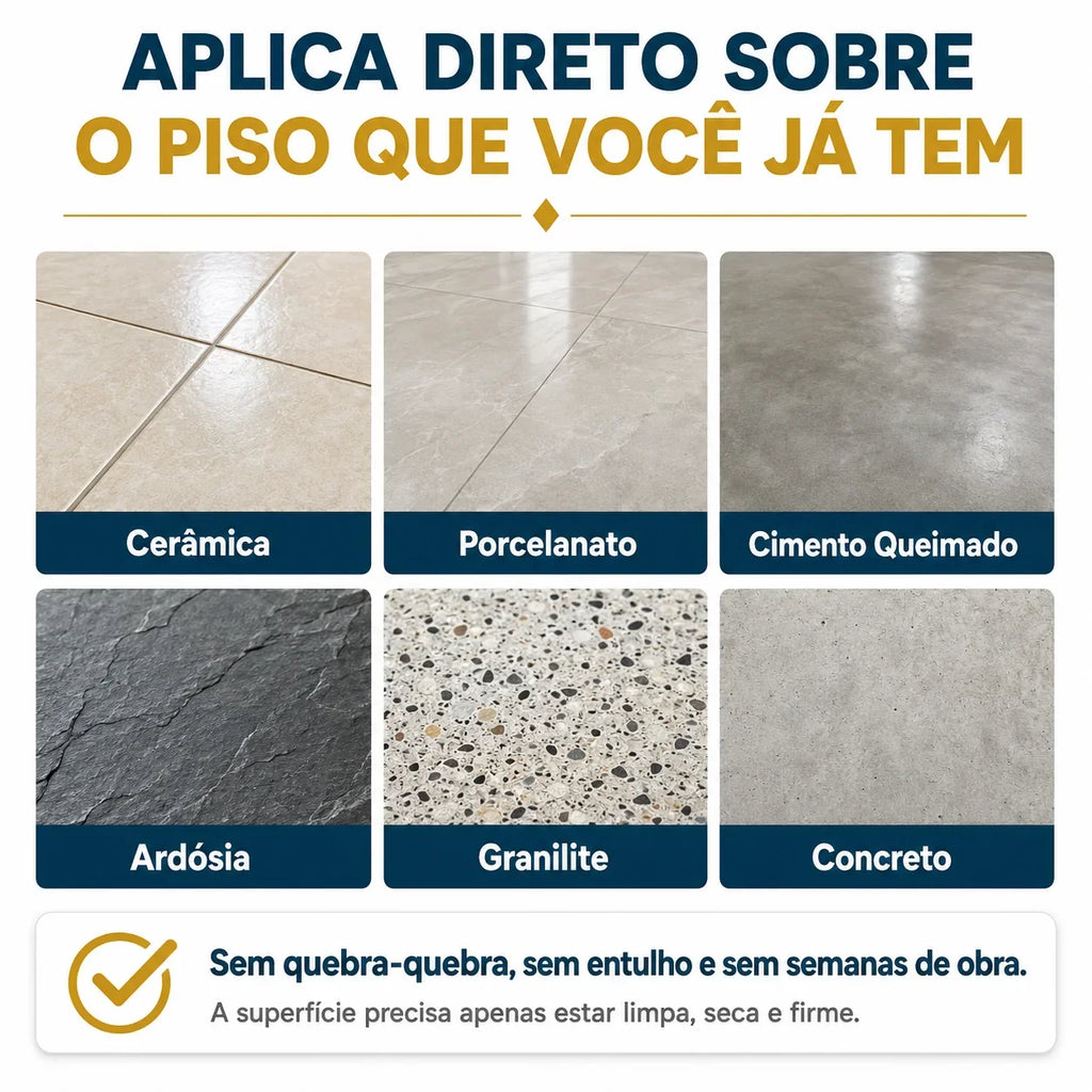 Pisolux - Revestimento Epóxi Autonivelante Premium • Efeito Mármore • Alta Resistência + Primer de Brinde + Kit de Aplicação